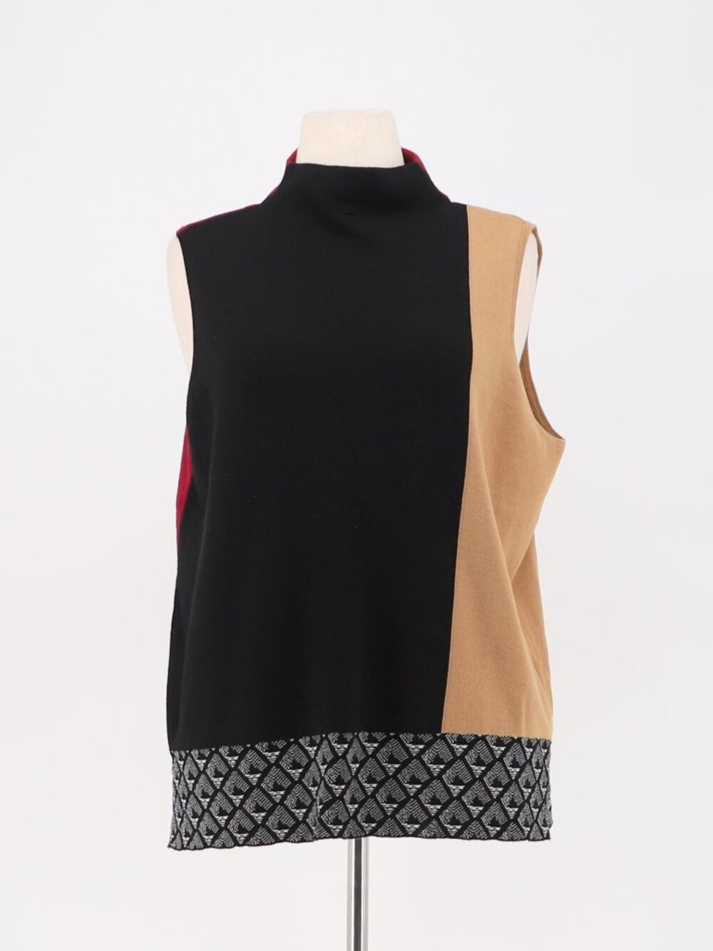 CHICO'S Stretch Rayon Knit Tank Mockneck Top Color Block Multicolor Size 3 XL